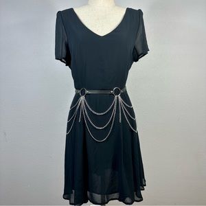 Layered Chain Faux Leather Belt